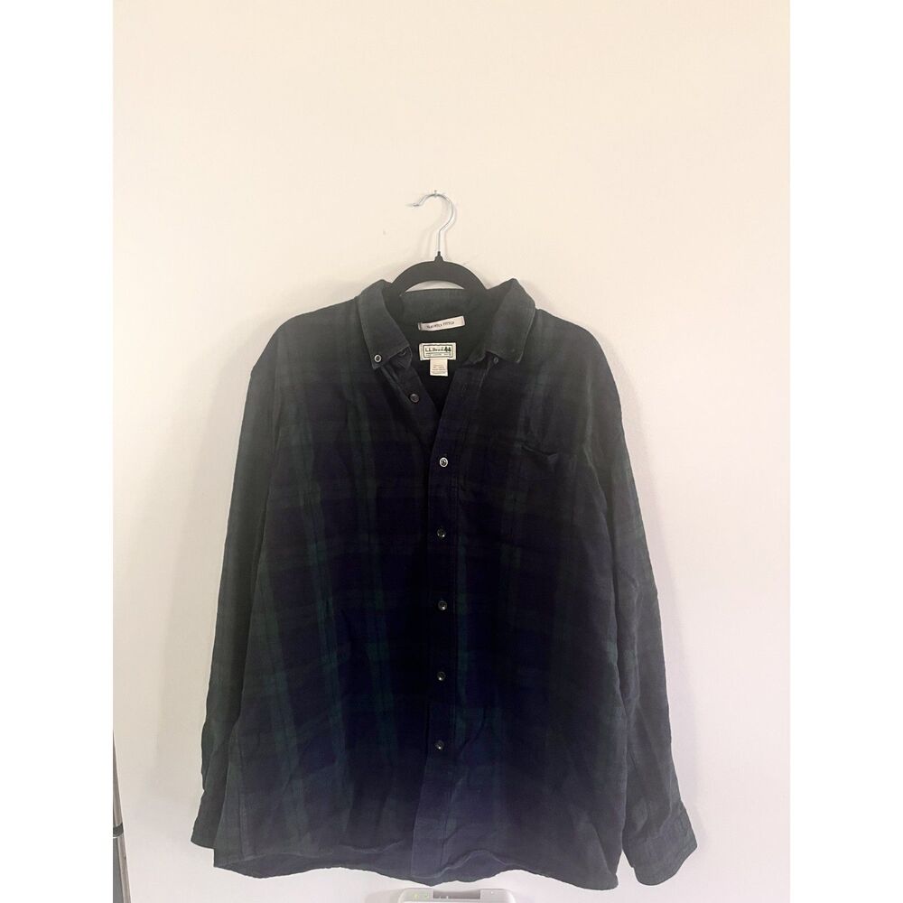 LL Bean 100% Cotton Mens Flannel Button Down Size XL